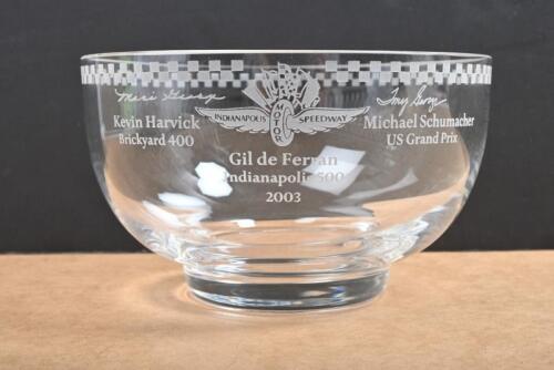 INDIANAPOLIS: A TIFFANY & CO glass bowl commemorating past winners at Indianapolis Motor Speedway