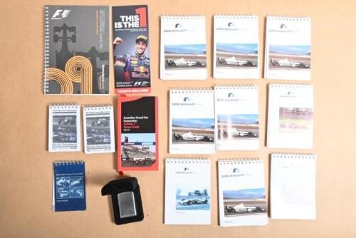 FORMULA 1: A quantity of Formula 1 related material. BMW.WilliamsF1 Team notepads. Unused Single Day Pass from 2015 Australian Grand Prix