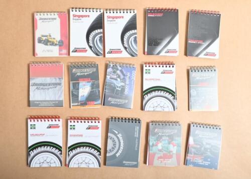 BRIDGESTONE: A group of BRIDGESTONE notepads from various Grand Prix's including Australia, Canada, Great Britain, Singapore. Various years