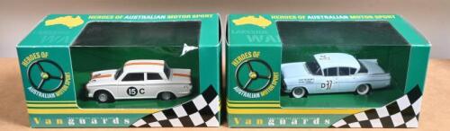 TOURING CARS: Two 1:43 scale Vanguards models. VAUXHALL CRESTA, PHILLIP ISLAND 1960 (VA06405) & FORD CORTINA MKI GT, ARMSTRONG 500 1964 (VA07302)