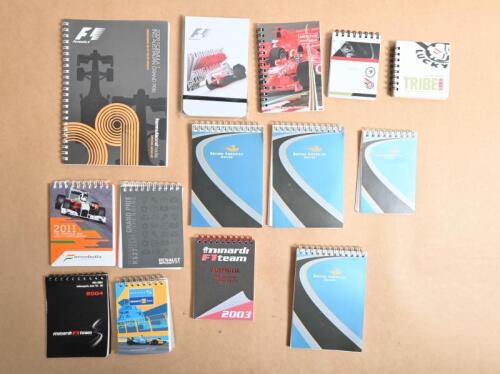 FORMULA 1: A group of blank notebooks/pads associated with Formula 1. 'BRITISH AMERICAN RACING, 'LUCKY STRIKE', 'minardi F1 team' 'RENAULT F1 Team' notebooks/pads