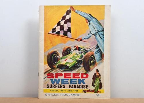 SURFERS PARADISE: An original August 1966 'SPEED WEEK' Surfers Paradise Official Programme. Bryan Thomson signature