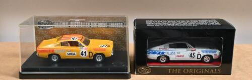 CHARGER: Two TRAX 1:43 scale 1971 Valiant Charger models. TR11G 1971 VALIANT Charger E38 of Leo Geoghegan & TR11H VALIANT Charger E38 of Beechey/McKeown