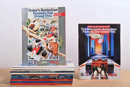 FORMULA 1: A collection of consecutive Australian Formula 1 Official Programmes from Adelaide and Melbourne. Years 1985 to 1998