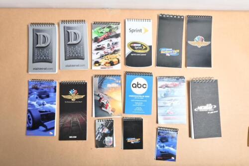 INDYCARS: A group of blank notepads related to IndyCars. 'American Spirit - team Johansson', 'INDIANAPOLIS MOTOR SPEEDWAY' notepads