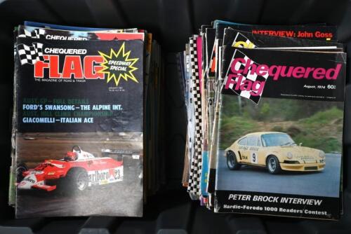 CHEQUERED FLAG: A large quantity of 'Chequered FLAG' magazines from the 1970's and 1980's. Year range of 1974 to 1987