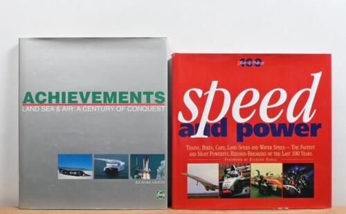 RECORD BREAKERS: Two large hardcover books detailing speed records. 'ACHIEVEMENTS - LAND SEA & AIR: A CENTURY OF CONQUEST' by Richard Graves