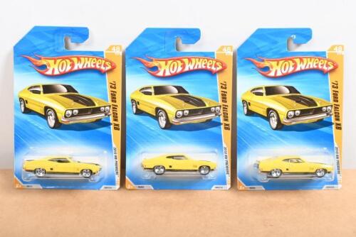 HOT WHEELS: Three Hot Wheels '73 FORD FALCON XB (048/214). Yellow