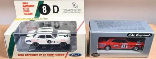 FORD: Two Ford 1:43 scale models. Limited Edition CLASSIC CARLECTABLES 1968 BATHURST XT GT FORD FALCON, numbered 0676/1250 & TRAX XW FALCON GTHO PHASE II, as raced by Bruce McPhee