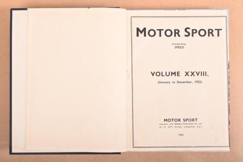 MOTOR SPORT: A bound volume of the English magazine 'MOTOR SPORT'. Volume XXVIII. (January to December, 1952)
