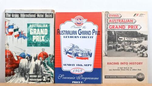 AUSTRALIAN GRAND PRIX: Three Official and Souvenir Programmes from the Australian Grand Prix. Original Second Day Programme from the 'AUSTRALIAN GRAND PRIX', November 25th-December 2nd, 1956
