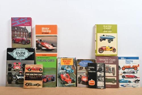 RACING CARS: A group of soft and hard bound books covering racing cars. 'RACING CARS AND RECORD BREAKERS 1898-1921' hardcover book by T.R. Nicholson