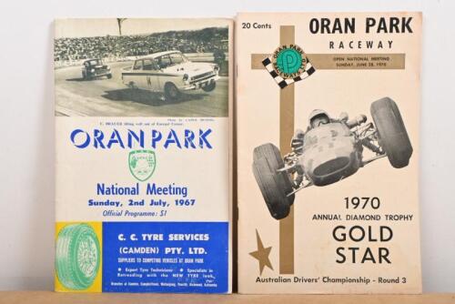 ORAN PARK: Two Official Programmes from 1960's/1970's. 'ORAN PARK National Meeting', Sunday, 2nd July, 1967 Official Programme