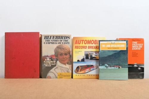 SPEED RECORDS: A quantity of publications concerned with speed records. First edition 'The Fastest Men on Earth' hardcover book by Paul Clifton