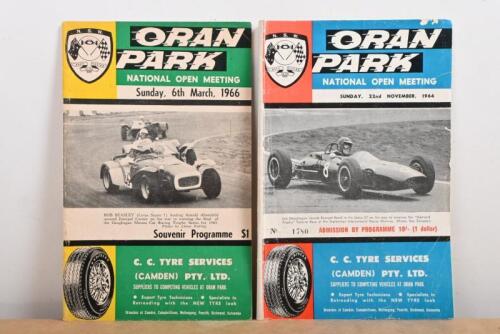 ORAN PARK: Two 1960's Official Programmes from ORAN PARK. NATIONAL OPEN MEETING Official Programmes from 1964 & 1966