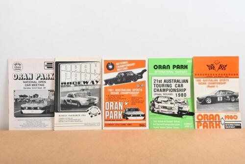 ORAN PARK: A group of five 1980's ORAN PARK INTERNATIONAL RACEWAY Official Programmes. '1980 AUSTRALIAN SPORTS SEDAN CHAMPIONSHIP (Round 1)', Official Programme