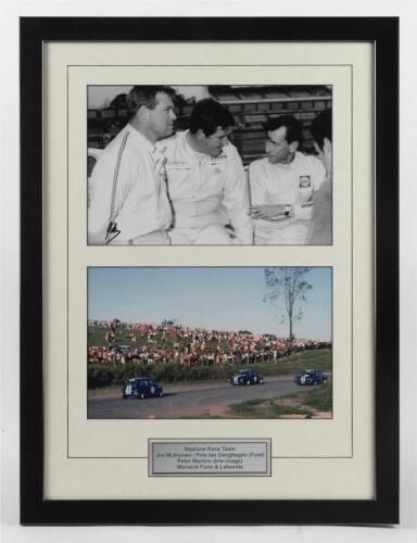NEPTUNE RACE TEAM: A two picture set of images related to the Neptune Racing Team. Driver and Race Car pictures. Jim McKeown signature