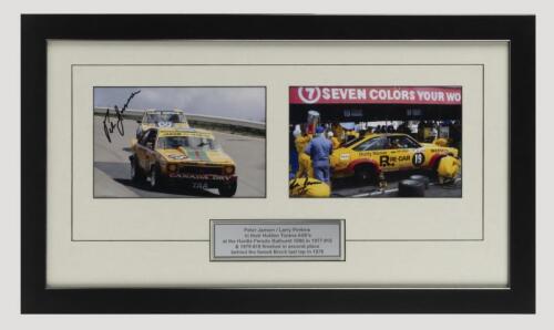 HOLDEN: Two colour pictures depicting Holden Torana A9X's of Peter Janson/Larry Perkins from Bathurst 1977 and 1979. Peter Janson signature