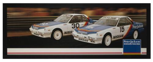 NISSAN: An original Peter Jackson NISSAN RACING colour panoramic picture of two Group A Nissan Skyline DR30's