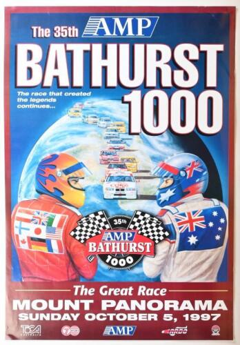 BATHURST: 'The 35th AMP BATHURST 1000 - The Great Race MOUNT PANORAMA SUNDAY OCTOBER 5, 1997' promotional poster