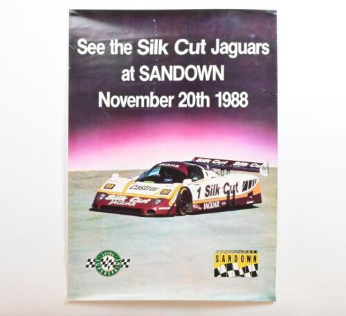 JAGUAR: An original 'See the Silk Cut Jaguars at SANDOWN November 20th 1988' poster