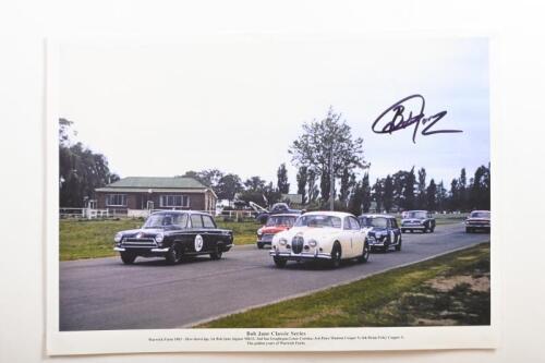 JANE: A colour picture of the slow down lap at Warwick Farm, 1963. Picture signed by Bob Jane