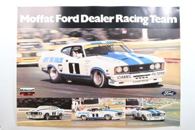 MOFFAT: An original and superb FORD Motorcraft poster - 'Moffat Ford Dealer Racing Team'