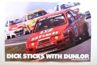 JOHNSON: A large original 'DICK STICKS WITH DUNLOP' poster featuring the Shell Ford Sierra of Dick Johnson