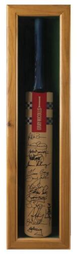 DEAN JONES: A framed autographed cricket bat, including the signature of Dean Jones
