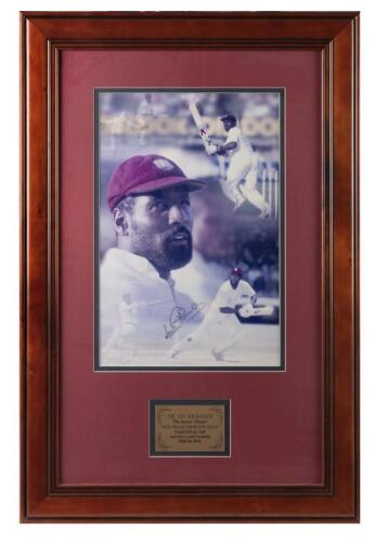 VIV RICHARDS: A large framed and glazed autographed picture of Sir Viv Richards "The Master Blaster"