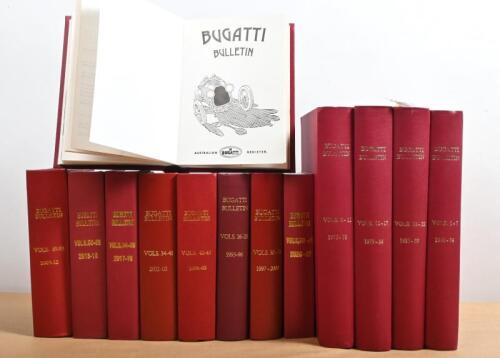 BUGATTI BULLETIN: A quantity of consecutive copies 'BUGATTI BULLETIN'. Issues include VOLS. 1 - 7 (1966-74) to VOLS. 70 - 75 (2020-22)