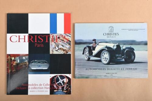BUGATTI: Two international CHRISTIE'S catalogues. March 1987 'CHRISTIES MONACO - AUTOMOBILES BUGATTI ET FERRARI' & CHRISTIE'S PARIS 2002 'Automobiles de Collection'. Sales feature the sale of Bugatti's and associated material