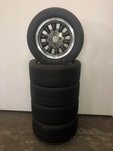 WHEELS: Five 'Performance' Minilite 4-stud racing wheels (15 x 7") fitted with slick 15" Hoosier tyres