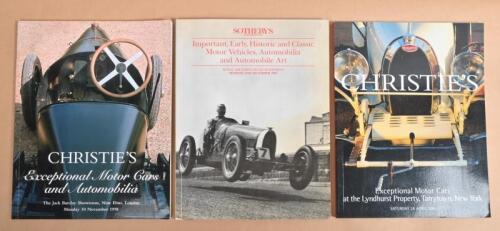 BUGATTI: Three auction catalogues from CHRISTIE'S and SOTHEBY'S. Catalogues feature the sale of motor vehicles and automobilia including Bugatti
