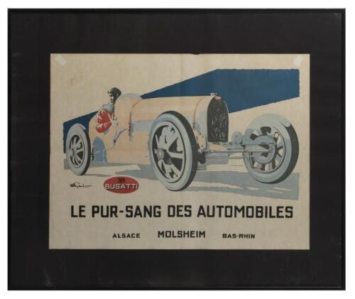 PUR-SANG: A framed and glazed print after the original - 'LE PUR-SANG DES AUTOMOBILES ALSACE, MOLSHEIM, BAS-RHIN' - as produced by Automobile Quarterly Magazine, Volume VI, Number 1967