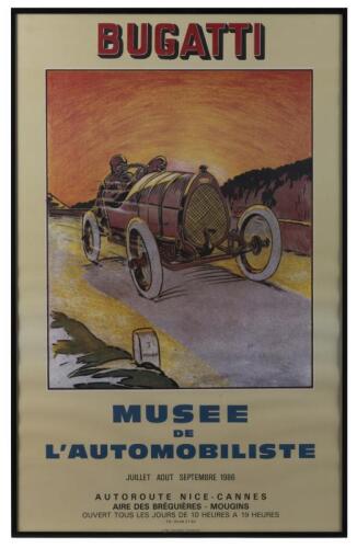 BUGATTI: An original 'BUGATTI MUSEE DE L'AUTOMOBILE' promotional poster from 1986