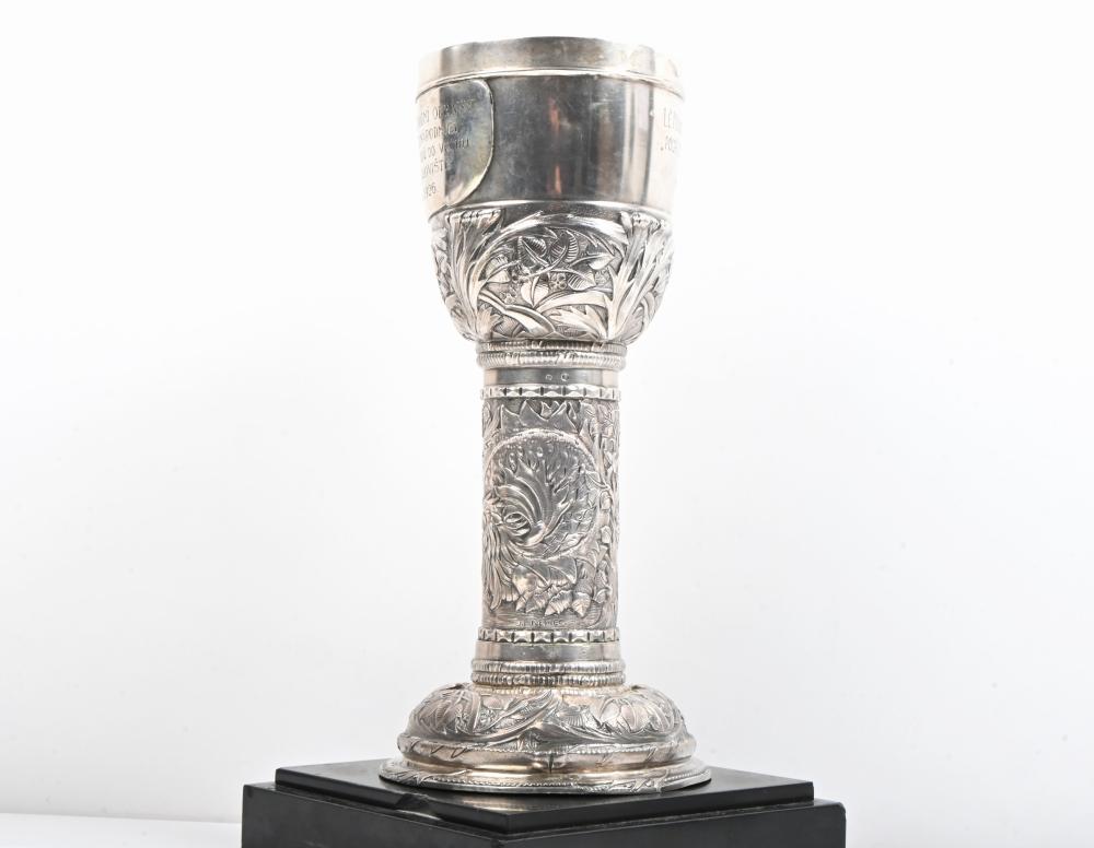 An important French silver lidded trophy cup awarded to the famous ...