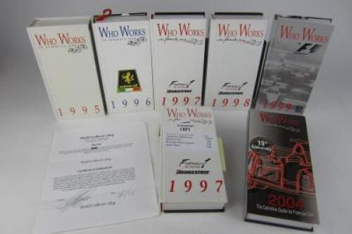 F1: Seven copies of 'Who Works in Formula One' (signed by 4 drivers)