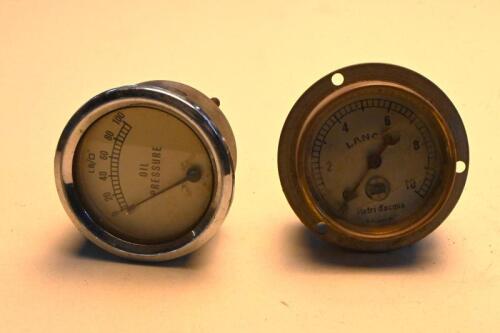 GAUGES: Two early pressure gauges, one marked Lancia to face
