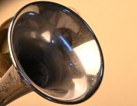HORNS: Two trumpet horns, each 38cm long without bulb - 6