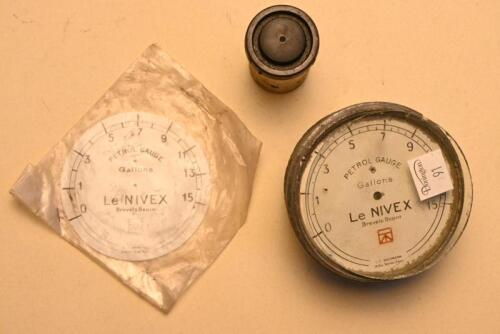 PETROL GAUGE: A Le NIVEX 15 gallon gauge and reproduction face with screws