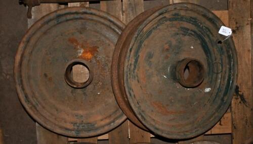WHEELS: Two solid wheels, possibly Lambda, approx 17.5" diameter
