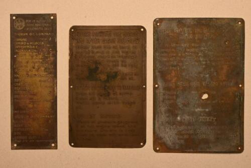 BODY PLATES: Three brass body&nbsp;Lambda plates