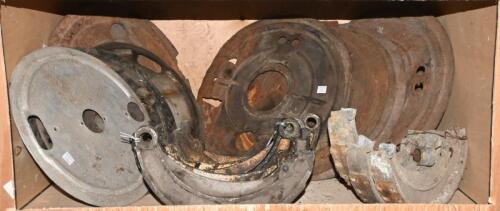 BRAKING: Eight Lambda brake shoes and pressed metal backing plates