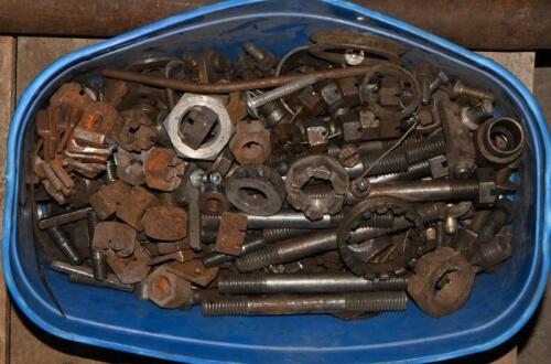 FIXINGS: A collection of nuts, bolts and washers, some castellated