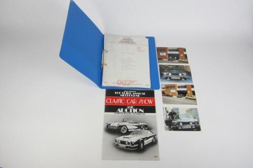 JAMES BOND: Very rare handmade manuals for preparation of 'Living Daylights' 1987 Aston Martin V8 Coupe for international displays.