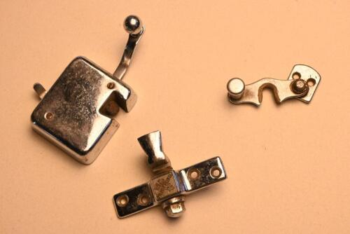 MG TC COMPONENTS: 3 chrome plated door components