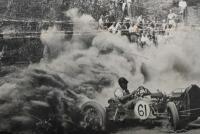 HURSTBRIDGE: An original black and white photo of R. Chandler in his Lancia Special at the Hurstbridge Hillclimb 30 January 1952, stamped to the back with The Argus mark, framed and glazed, folds and creases throughout, 24 x 29cm overall - 3