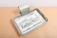 KARTRAY: A circa 1950s galvanised tin "Kartray", with attachment to suspend the tray from the car window, with original plastic wrap, 29cm wide, 20cm deep - 2
