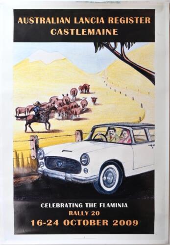 CASTLEMAINE: An advertising poster for the 20th Castlemaine Lancia Rally, 16-24th October 2009, unframed, 85 x 60cm